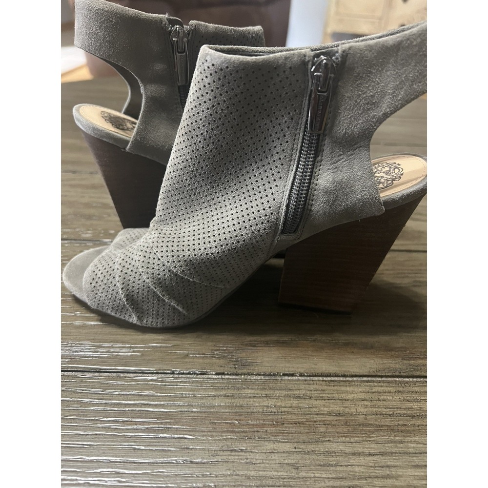 Vince Camuto Open-Toe Bootie; Graystone Suede; Sling-Back/Inside Zipper; Sz 8.5